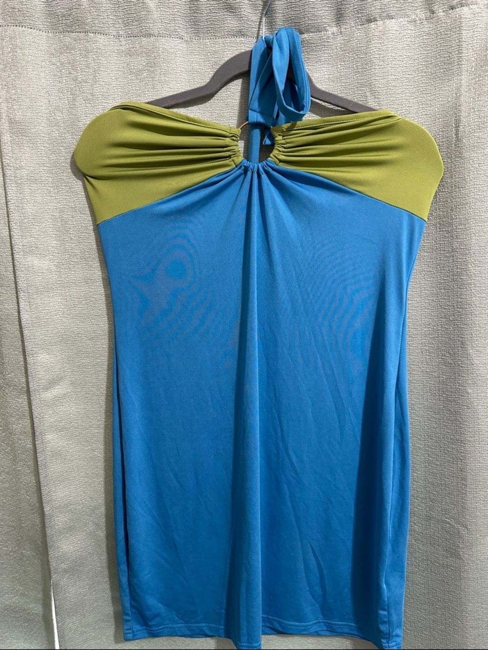 Blue and Olive Halter Dress
